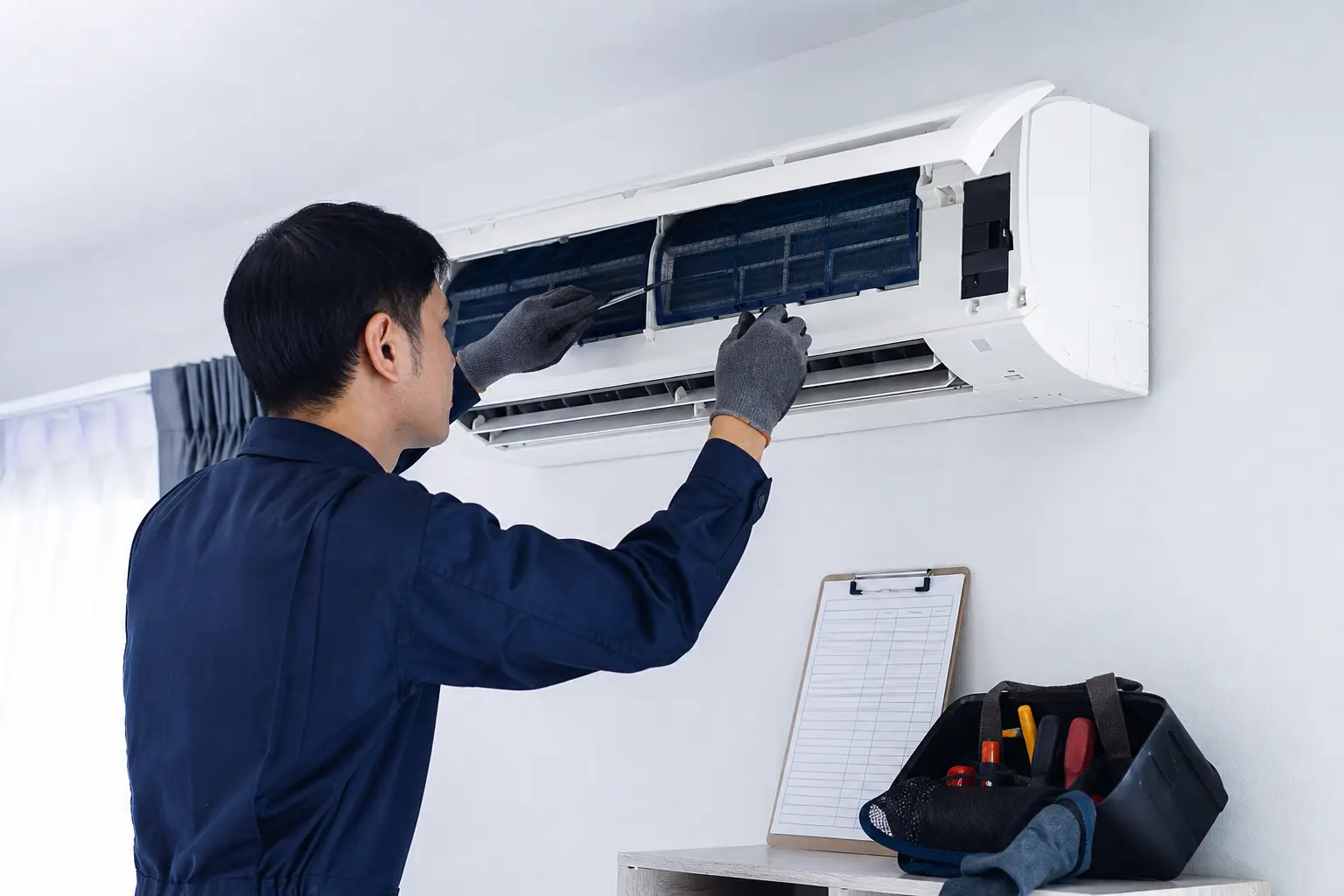Routine preventive maintenance of a residential air conditioner in Dasmariñas, Cavite