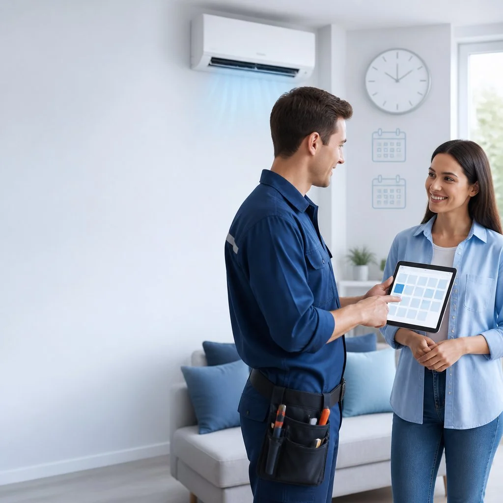 Customer booking a convenient air conditioning service appointment with Cavite Air Care