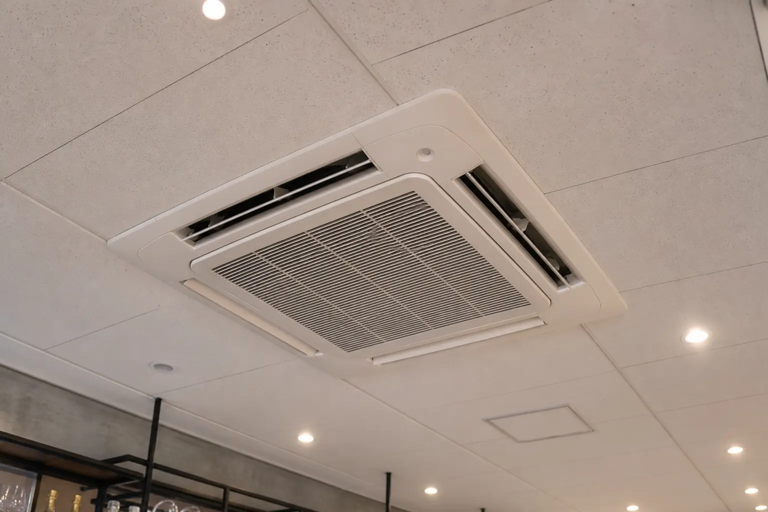 Ceiling cassette aircon unit in a commercial space in Dasmariñas, Cavite